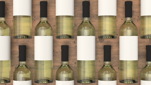 Pattern from bottles of white wine with blank labels