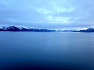 Naklejka na ściany i meble Resurrection bay and Seward Alaska before sunset in the winter