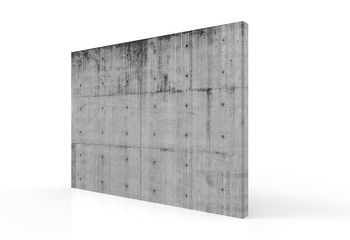 3d rendering. perspective view of textured cement plate stack wall with clipping path on gray background.