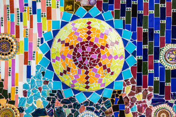 PHETCHABUN, THAILAND - JANUARY 26: Mosaic decoration of temple wall on January 26, 2015 in Wat Phra...