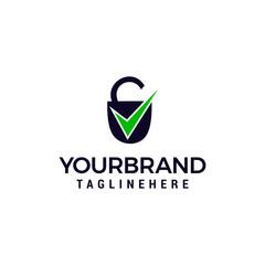 Security icon with check sign logo design concept template