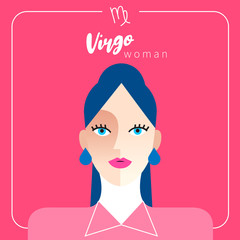 Virgo Girl : Beautiful woman with horoscope sign :Vector Illustration