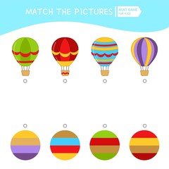 Obraz premium Matching children educational game. Match of balloons and color palettes . Activity for pre sсhool years kids and toddlers.