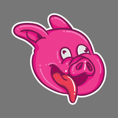 pink pig head mascot