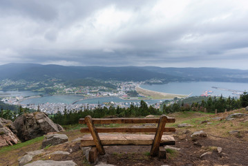 Woodne bench in San Roque viewpoint (Viveiro, Lugo - Spain).