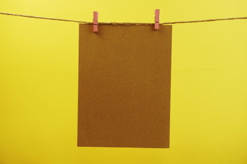 empty space copy paper hang with wooden clip