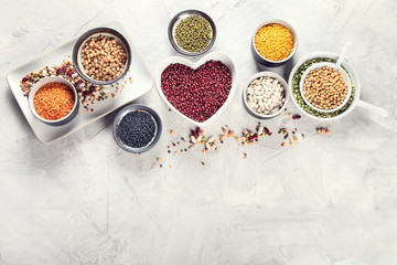 Assortment of colorful legumes