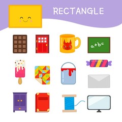  Materials for kids learning forms. A set of rectangle shaped objects 