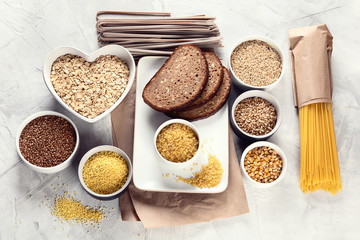 Different types of cereals and grains