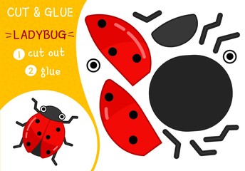 Education paper game for preshool children. Vector illustration. Cartoon cute ladybug.