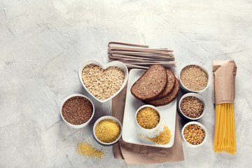 Different types of cereals and grains