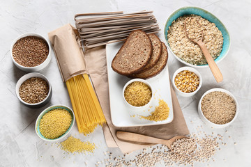 Different types of cereals and grains