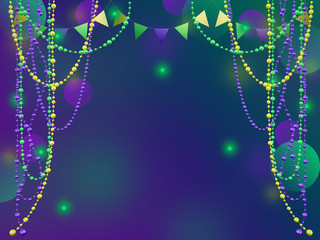 Mardi Gras holiday background. 3D illustration suitable for greeting cards, invitations, posters, prints.