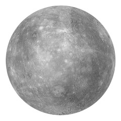 Full disk of Mercury globe from space isolated on white background. Elements of this image furnished by NASA.