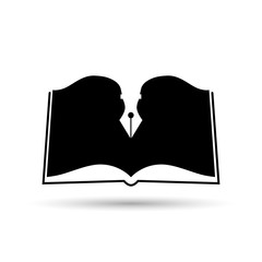 Book with pen vector icon.