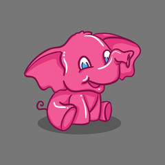 baby pink elephant isolated