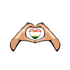 Tajikistan flag and hand on white background. Vector illustration