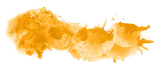 Naklejka premium Abstract watercolor background hand-drawn on paper. Volumetric smoke elements. Yellow-Orange, Mango Mojito color. For design, web, card, text, decoration, surfaces.