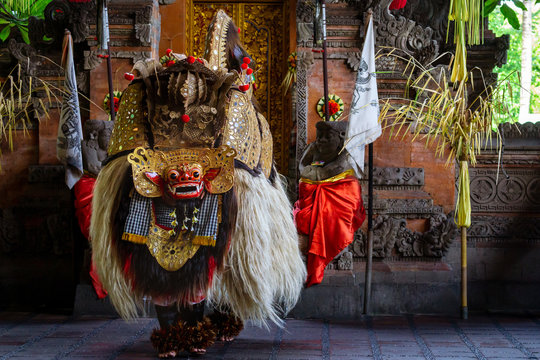 BALI, INDONESIA - 4th FEB 2019; Barongan is a character in the mythology of Bali. He is the king of the spirits, leader of the hosts of good, and enemy of Rangda in traditional dance for Balinese. 