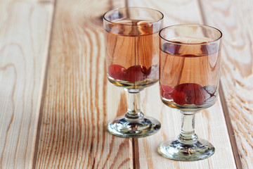 Russian homemade liquor with vodka and cranberry	