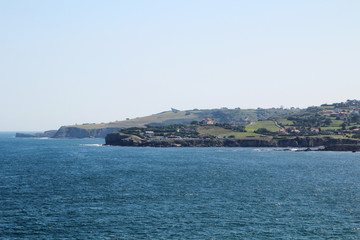 Coastline in Gijon, view to cliffs and ocean