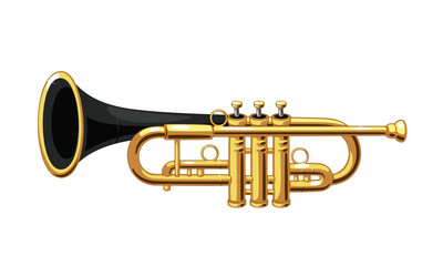 Fototapeta premium Beautiful golden and black trumpet vector illustration
