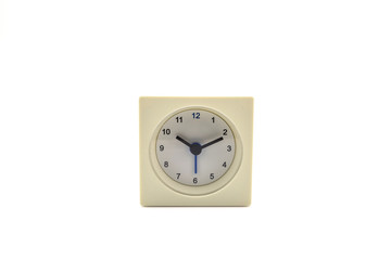 white table clock on white