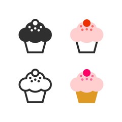 Little muffin cupcake with cream - Vector