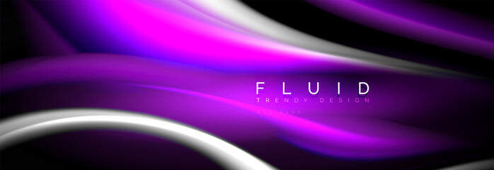 Fluid color neon wave lines background, neon liquid color futuristic paint template