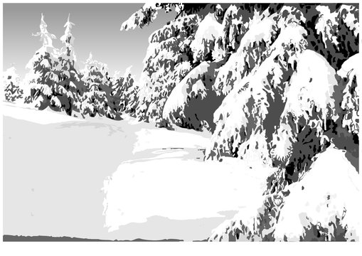 Painted Winter Landscape with Snowy Conifers - Mountain Snowy Illustration, Vector