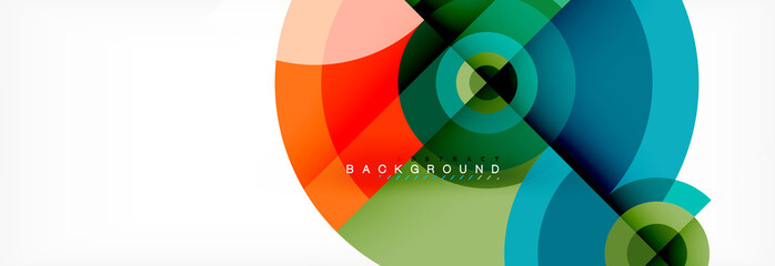 Fototapeta premium Minimal geometric circles and triangles abstract background, techno modern design, poster template