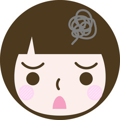 表情　顔　丸　四角　アイコン　ベクター　カラー　困る