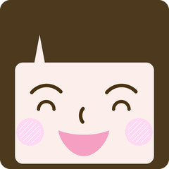 表情　顔　四角アイコン　ベクター　カラー