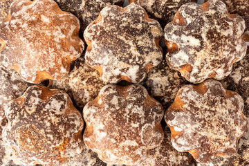 Traditional russian gingerbread isolated on white background.