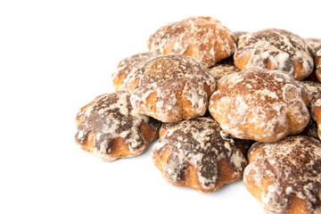 Traditional russian gingerbread isolated on white background.