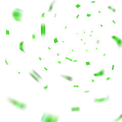 Green confetti explosion celebration isolated on white background. Falling confetti. Abstract decoration party, birthday celebrate or Christmas, New Year confetti decor. Vector illustration