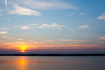 Naklejka na ściany i meble Sunset on the lake