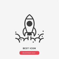 launch icon. start vector symbol. Linear style sign for mobile concept and web design. launch symbol illustration. Pixel vector graphics - Vector	