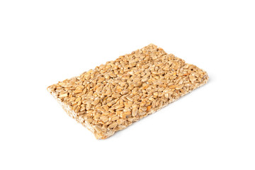 Sunflower seed kozinaki isolated on white background. Sweet bars with seeds and caramel. 