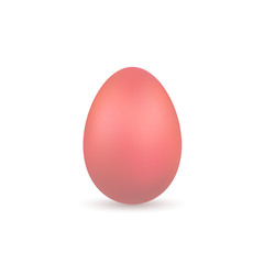 Easter egg 3D icon. Pink color egg, isolated white background. Pastel realistic design, decoration for Happy Easter celebration. Holiday element. Shiny pattern. Spring symbol. Vector illustration