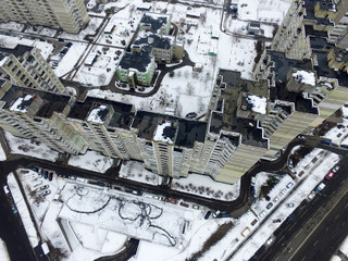 Kiev at winter time (drone image).