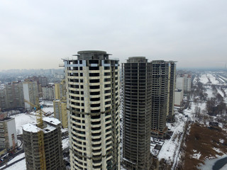 Kiev at winter time (drone image). 
