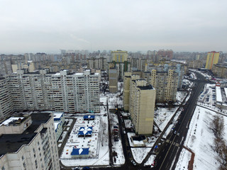 Kiev at winter time (drone image). 