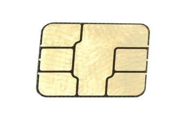 used mobile phone sim card macro isolated on white