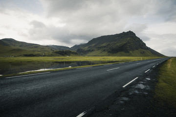 Iceland ring road with mountain view