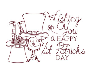 wishing you a happy st patricks day label with leprechauns character