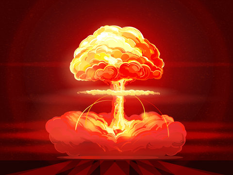 Nuclear explosion. Atomic bomb. Symbol of nuclear war, end of  world