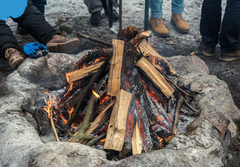 Fire in the snow travel.