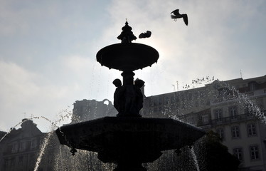 Rossio fountain in Lisbon