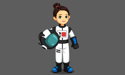 Cute little astronaut girl vector illustration